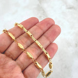 Cadena Rustica Sobre Texturizado 11.85gr / 60cm / 3.6mm Rectangulo Diamantado Oro Amarillo 18K *