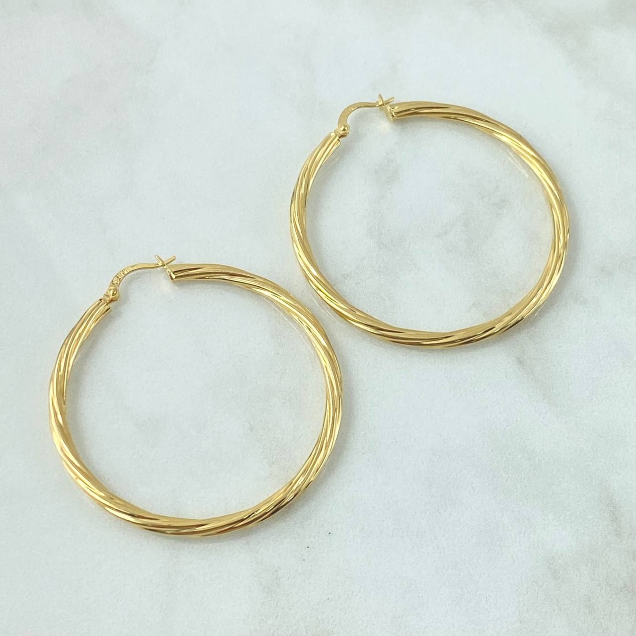 Candongas Lore 4.9gr / 5cm / Entorchadas Oro Amarillo 18K