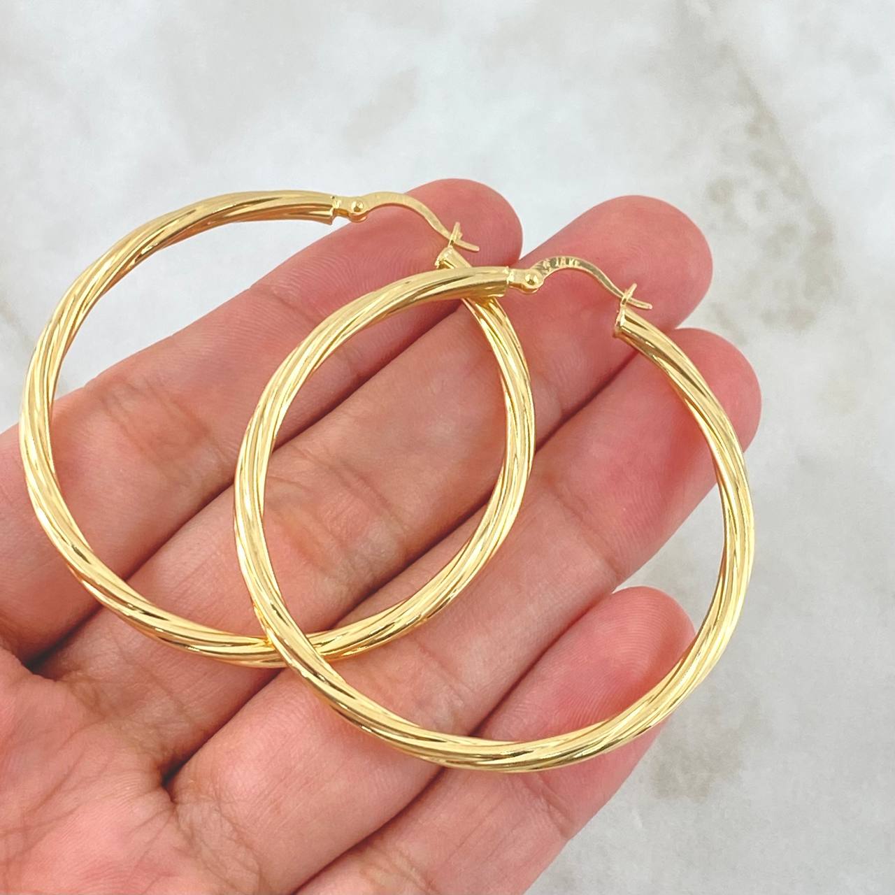 Candongas Lore 4.9gr / 5cm / Entorchadas Oro Amarillo 18K