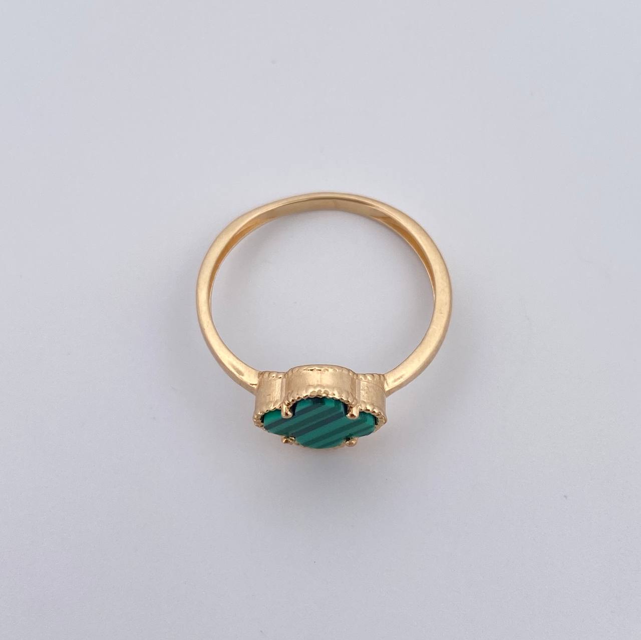 Anillo Trebol 1.95gr / T7 / Malaquita Verde Oro Amarillo 18K $
