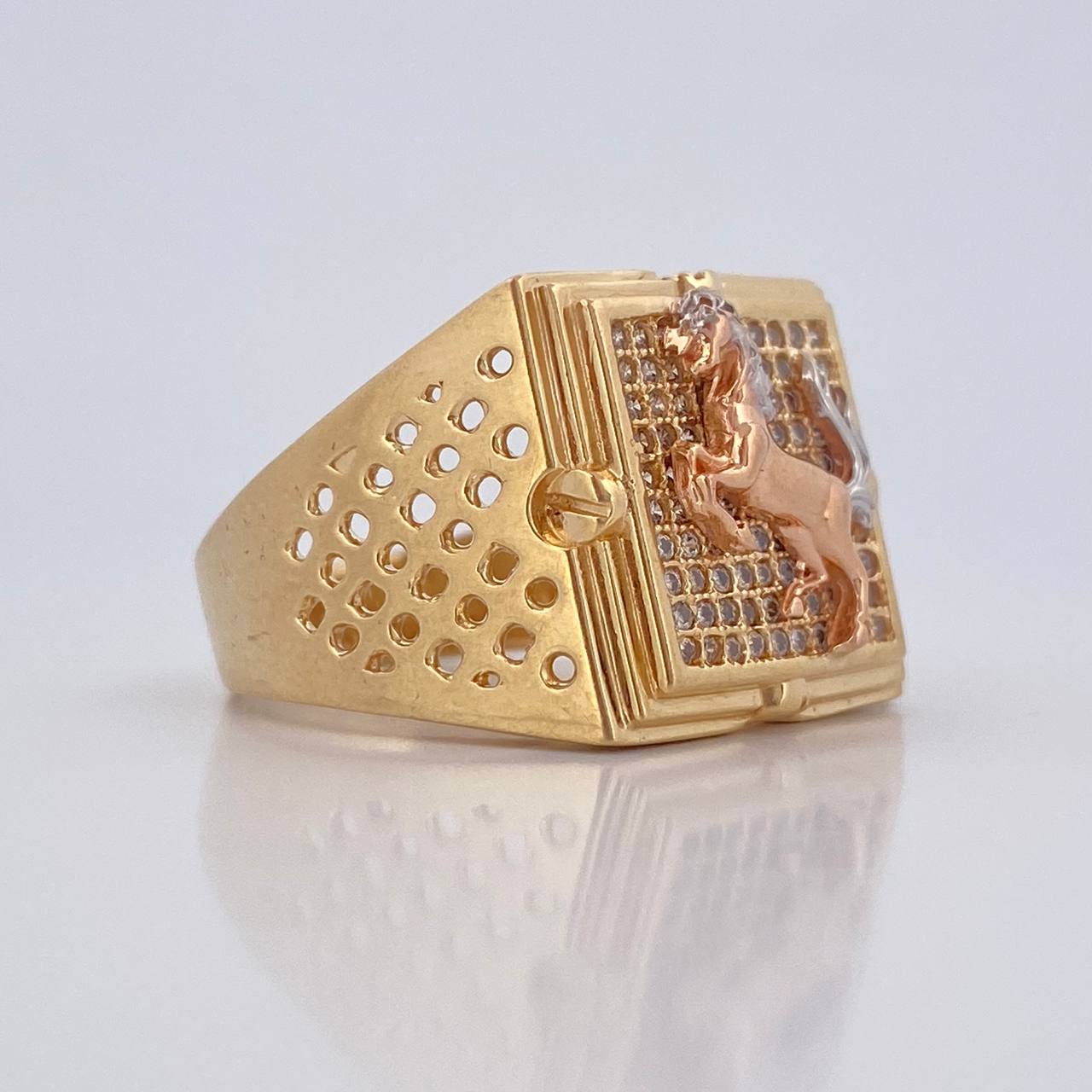 Anillo Sello Caballo 10.25gr / T10 / Oro 18K &