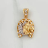 Dije Herradura De Caballo 4.55 g / 2.7 cm Dos Oros Amarillo Blanco 18K