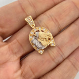 Dije Herradura De Caballo 4.55 g / 2.7 cm Dos Oros Amarillo Blanco 18K