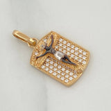 Dije Placa Cruz Cristo Milagroso De Buga 2.6 g / 2.2 cm Tres Oros 18K