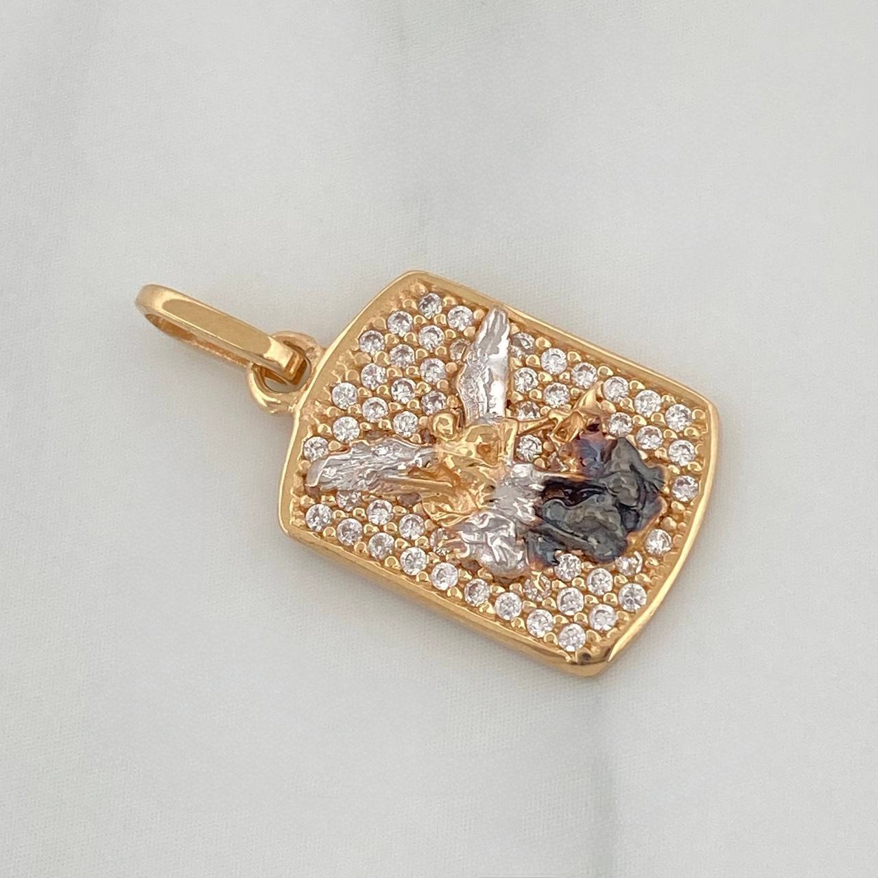 Dije Placa San Miguel Arcangel 2.15 g / 2.2 cm Tres Oros 18K