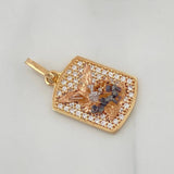 Dije Placa San Miguel Arcangel 2.1 g / 2.3 cm Tres Oros 18K