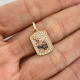 Dije Placa San Miguel Arcangel 2.1 g / 2.3 cm Tres Oros 18K