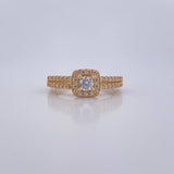 Anillo Halo Cuadrado 2.45gr / T4 3/4 / Oro 18K &