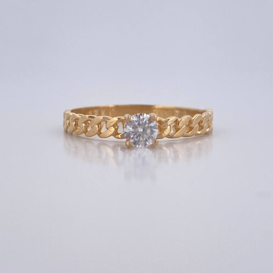 Anillo Solitario Cubano 2.05gr / T7 3/4 / Oro 18K &