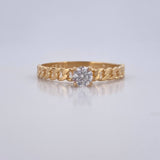 Anillo Solitario Cubano 2.05gr / T7 3/4 / Oro 18K &