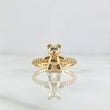 Anillo Oso En Media Churumbela 2.4gr / T7 1/2 / Ojos Azules Circones blancos Oro Amarillo 18K *