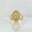 Anillo Virgen Guadalupe Marco Filigrana 3.7gr / T6 1/2 / Circones Blancos Oro Amarillo 18K *