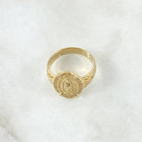 Anillo Virgen De Guadalupe Marco Filigrana 3.55gr / T5 3/4 / Circones Blancos Oro Amarillo 18K