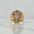 Anillo Cruz Cristo Puntas Triangulares 11.5gr / T9 3/4 / Circones Blancos Tres Oros 18K *
