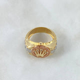Anillo Sello Correa Corona RX 7.4gr / T11 1/2 / Circones Blancos Tres Oros 18K ©