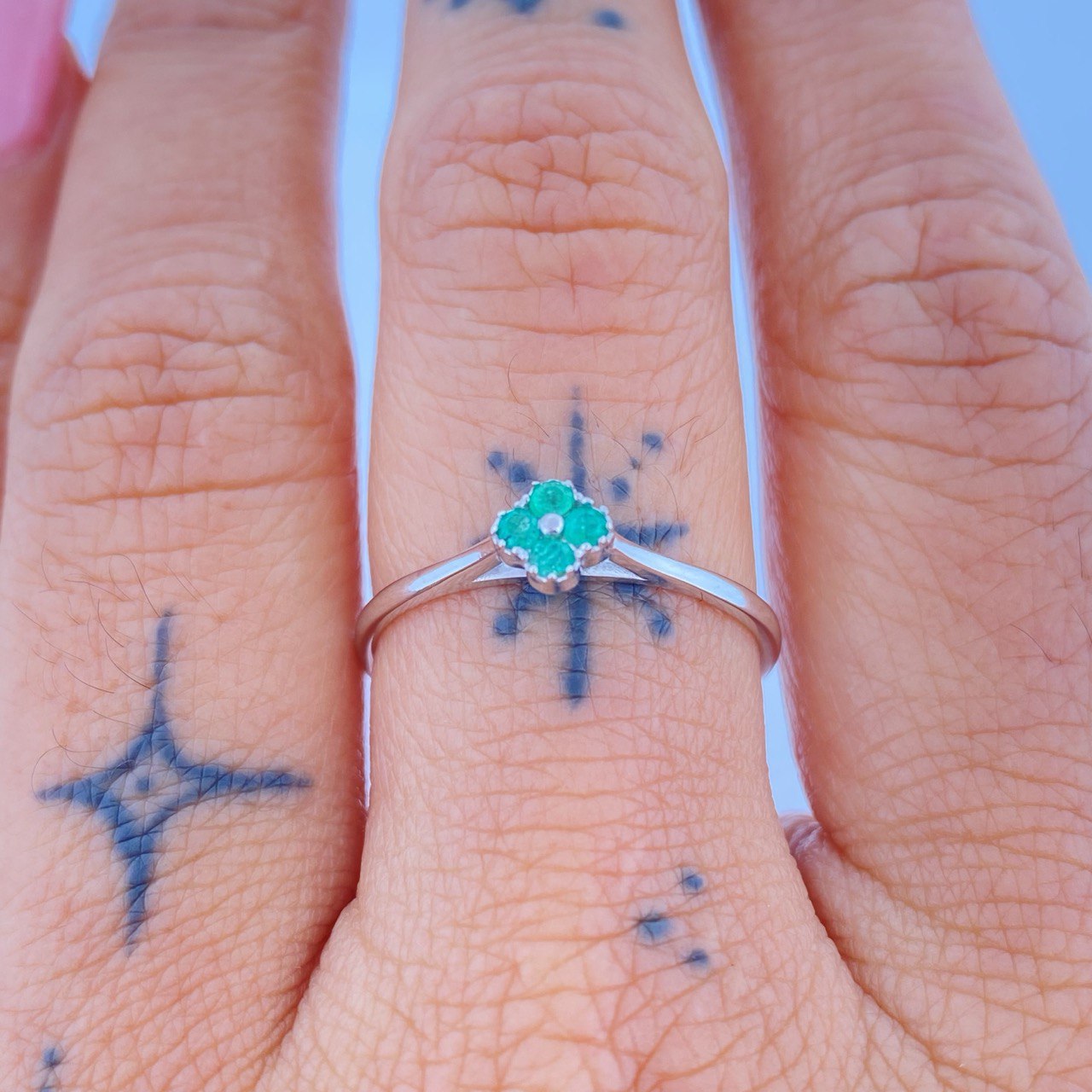 Anillo Trebol 1.25gr / T10 1/2 / Plata Ley 950 +