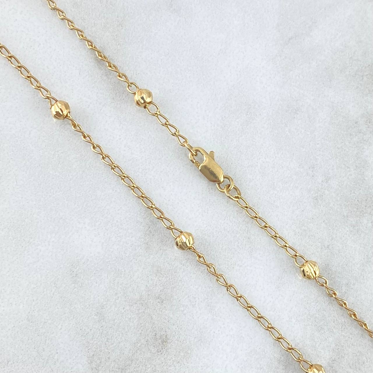 Cadena Aro Seguido 3.5gr / 45cm / 3mm Bola Diamantada Oro Amarillo
