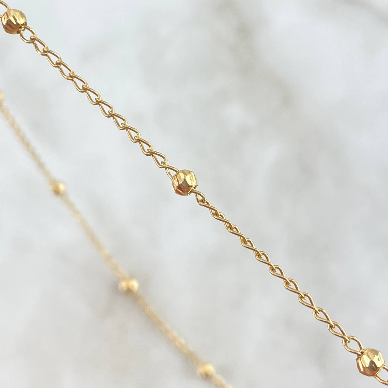Cadena Aro Seguido 3.5gr / 45cm / 3mm Bola Diamantada Oro Amarillo