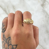Anillo Pantera Geometrica 8.15gr / T9 1/4 / Circones Blancos Negros Oro Amarillo 18K ©