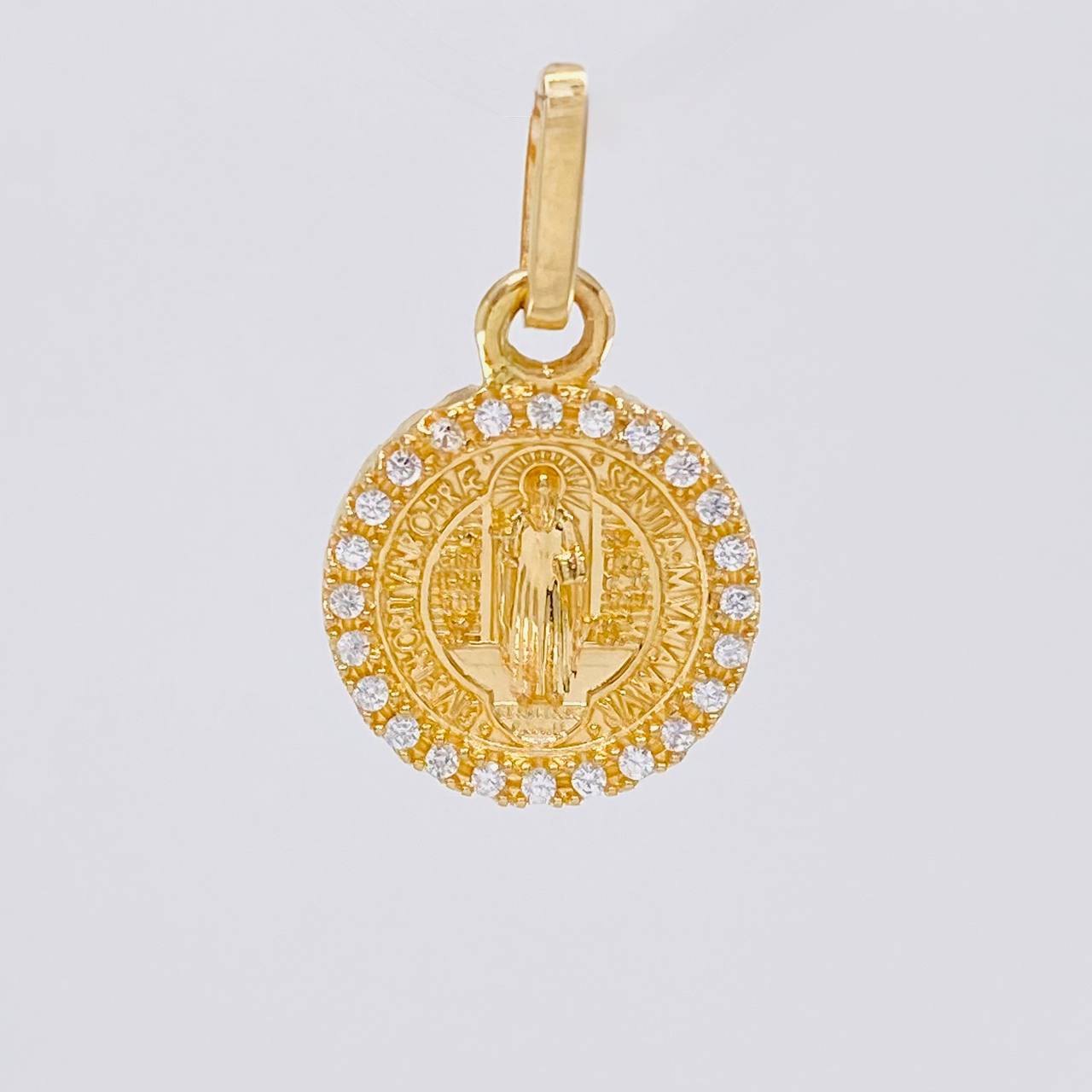 Dije Medalla San Benito Doble Faz 2.05 g / 2 cm Oro Amarillo 18K