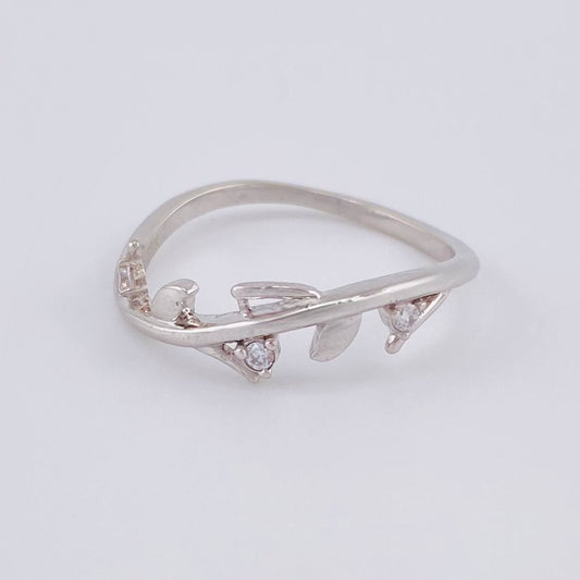 Anillo Ramillete Hojas 1.9 g / T6 Oro Blanco 18K