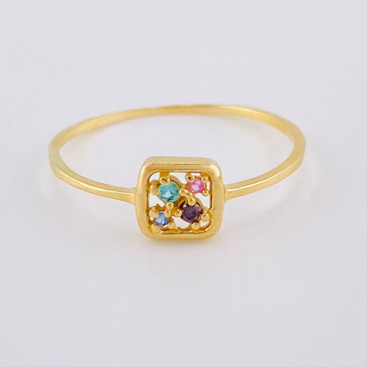 Anillo Recuadro Triqui 0.9 g / T7 Oro Amarillo 18K