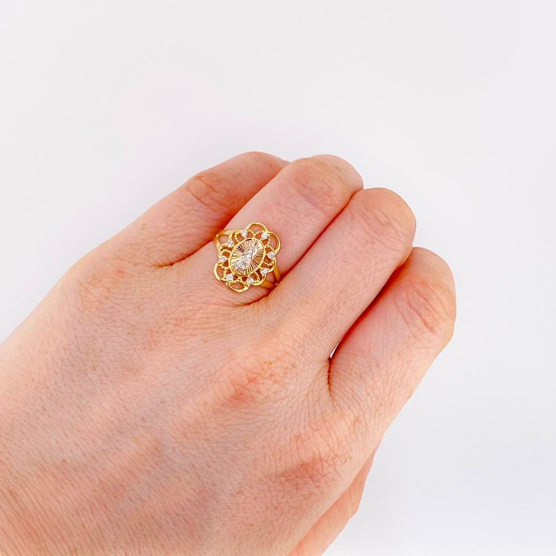 Anillo Virgen Bardera 2.2 g / T6 Tres Oros 18K