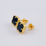 Topos Trebol Onix Negro 2.25 g / 8.4 mm Oro Amarillo 18K
