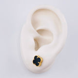 Topos Trebol Onix Negro 2.35 g / 8.4 mm Oro Amarillo 18K