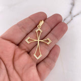 Dije Cruz Gotica 4.3gr / 4.8cm / Silueta Circones Blancos Oro Amarillo 18K $
