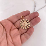 Dije Medalla Ancla 5.65gr / 3.3cm / Circones Negros Oro Rosa 18K $