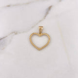 Dije Silueta Corazon 1.5gr / 2.4cm / Circones Blancos Oro Amarillo 18K &