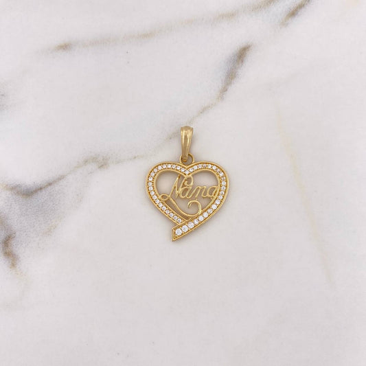 Dije Silueta Corazon 3gr / 2.7cm / Circones Blancos Oro Amarillo 18K $