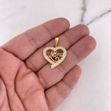 Dije Silueta Corazon 3gr / 2.7cm / Circones Blancos Oro Amarillo 18K $