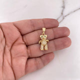 Dije Oso Articulado Corbatin 4.75gr / 2.8cm / Circones Blancos Verdes Oro Amarillo 18K #