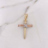 Dije Cruz Clavos Penitencia 3.7gr / 4cm / Circones Blancos Tres Oros 18K #