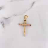 Dije Cruz Clavos Penitencia 3.7gr / 4cm / Circones Blancos Tres Oros 18K #