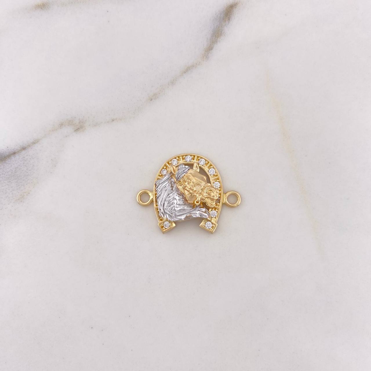 Herraje Herradura 3.85gr / 2.3cm / Circones Blancos Dos Oros Amarillo Blanco 18K #