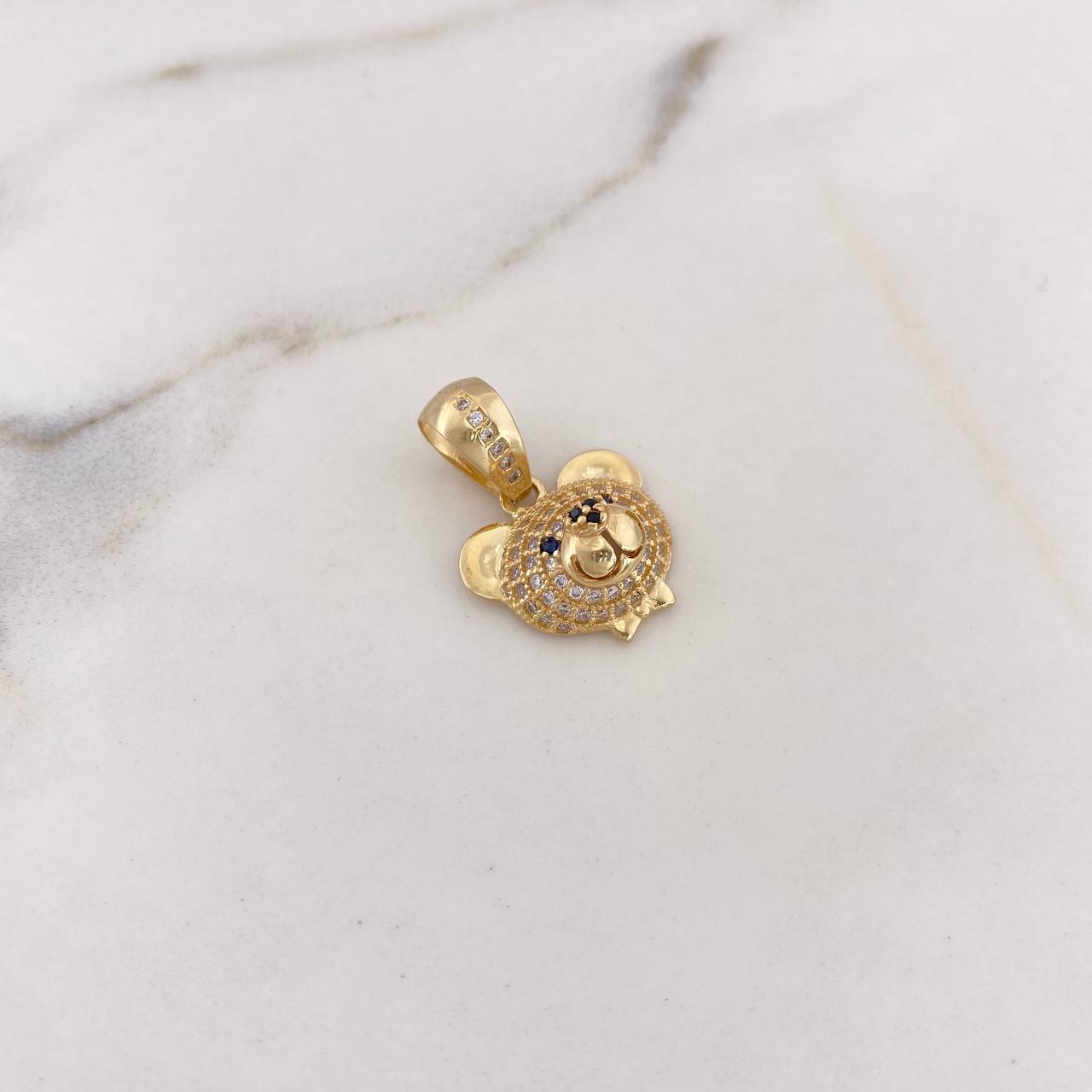Dije Rostro Oso 3gr / 2.1cm / Circones Blancos Azules Oro Amarillo 18K $