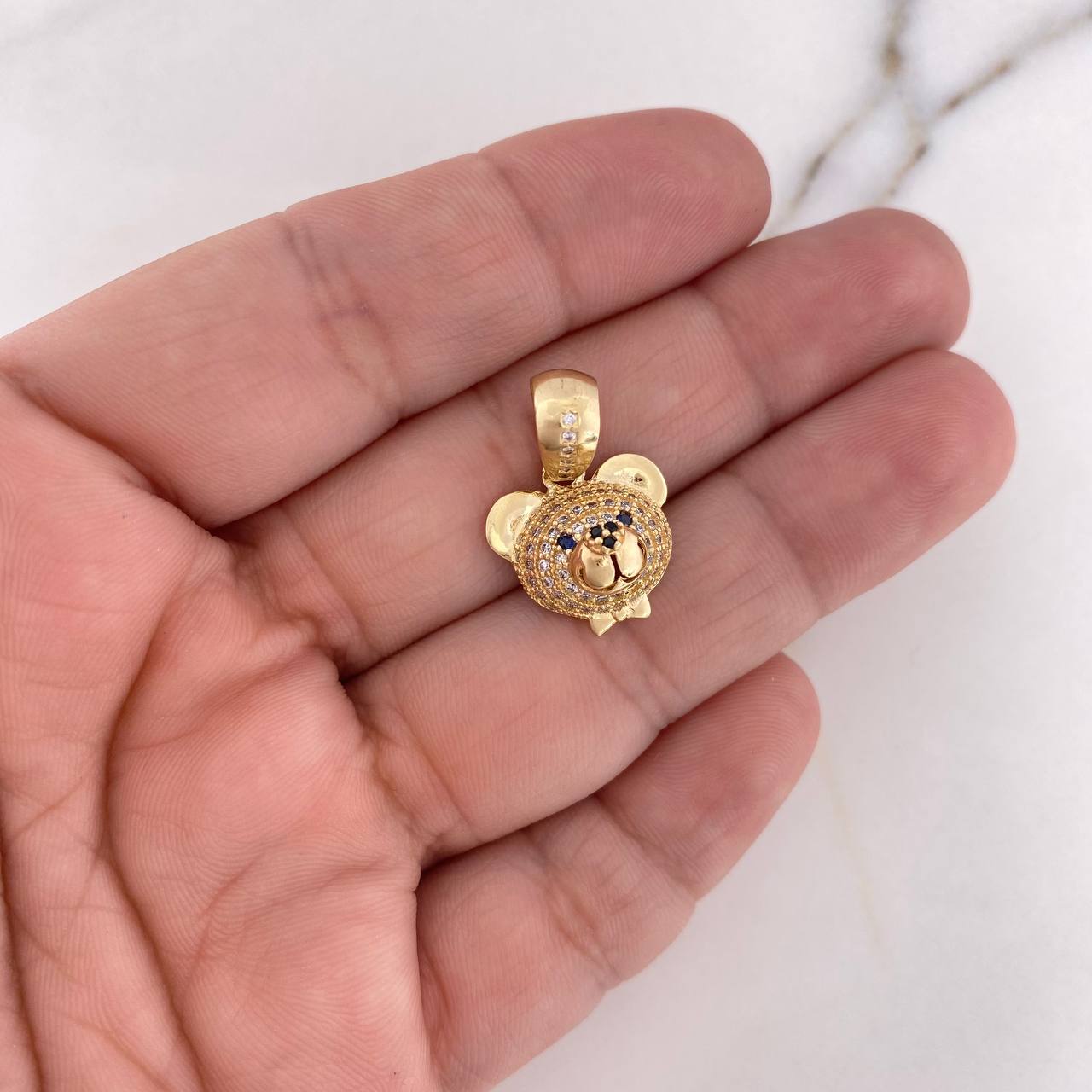 Dije Rostro Oso 3gr / 2.1cm / Circones Blancos Azules Oro Amarillo 18K $