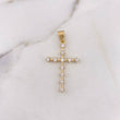 Dije Cruz Puntos 2.25gr / 3.7cm / Circones Blancos Oro Amarillo 18K #