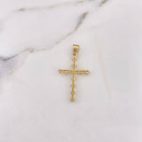 Dije Cruz Puntos 2.25gr / 3.7cm / Circones Blancos Oro Amarillo 18K #