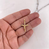 Dije Cruz Cristo 1.45gr / 3cm / Circones Blancos Oro Amarillo 18K #