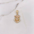 Dije Ancla Cristo Timon 3.5gr / 2.9cm / Circones Blancos Tres Oros 18K #