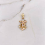 Dije Ancla Cristo Timon 3.5gr / 2.9cm / Circones Blancos Tres Oros 18K #