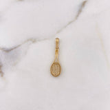 Dije Raqueta 1.15gr / 2.6cm / Circones Blancos Oro Amarillo 18K &