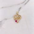 Dije Silueta Corazon Mom 2.75gr / 2.6cm / Circones Blancos Fucsia Oro Amarillo 18K $
