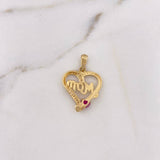 Dije Silueta Corazon Mom 2.75gr / 2.6cm / Circones Blancos Fucsia Oro Amarillo 18K $