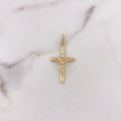 Dije Cruz Cristo 1.45gr / 3cm / Circones Blancos Oro Amarillo 18K #