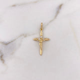 Dije Cruz Cristo 1.45gr / 3cm / Circones Blancos Oro Amarillo 18K #